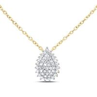 10K Yellow Gold Natural Diamond Pear Necklace 18 Inch 0.14 Cttw
