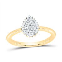 10K Yellow Gold Natural Diamond Pear Ring 0.14 Cttw