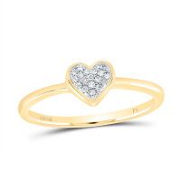 10K Yellow Gold Natural Diamond Heart Ring 0.05 Cttw