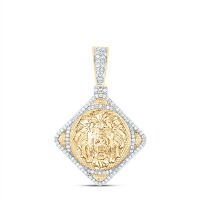 10K Yellow Gold Natural Diamond Lion Men%27s Charm 0.75 Cttw