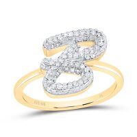 10K Yellow Gold Natural Diamond Initial Ring 0.38 Cttw
