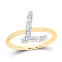 10K Yellow Gold Natural Diamond Initial Ring 0.20 Cttw