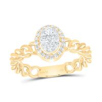 14K Yellow Gold Natural Diamond Oval Ring 0.33 Cttw