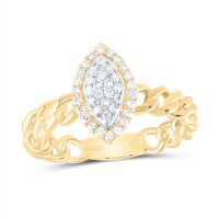 14K Yellow Gold Natural Diamond Marquise Ring 0.25 Cttw
