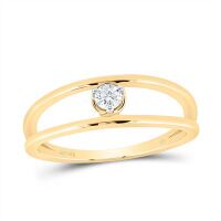 14K Yellow Gold Natural Diamond Promise Ring 0.13 Cttw