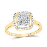 10K Yellow Gold Natural Diamond Cushion Ring 0.25 Cttw