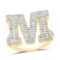 10K Yellow Gold Natural Diamond Initial Ring 0.75 Cttw