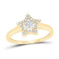 10K Yellow Gold Natural Diamond Star Ring 0.13 Cttw