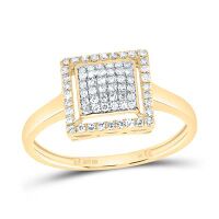 10K Yellow Gold Natural Diamond Square Ring 0.25 Cttw