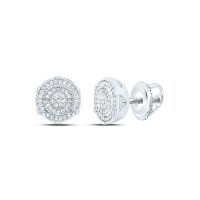 Sterling Silver Natural Diamond Round Earring 0.25 Cttw