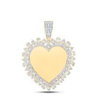 10K Yellow Gold Natural Diamond Memory Heart Charm 1.33 Cttw