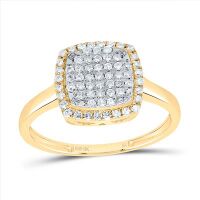 10K Yellow Gold Natural Diamond Cushion Ring 0.33 Cttw