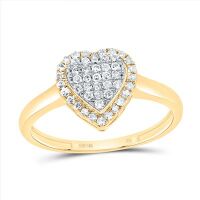 10K Yellow Gold Natural Diamond Heart Ring 0.25 Cttw