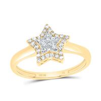 10K Yellow Gold Natural Diamond Star Ring 0.20 Cttw