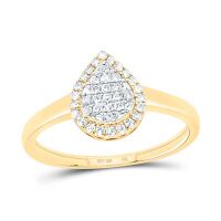 10K Yellow Gold Natural Diamond Pear Ring 0.20 Cttw