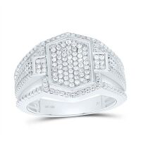 Sterling Silver Natural Diamond Ring 0.38 Cttw