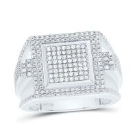 Sterling Silver Natural Diamond Ring 0.38 Cttw