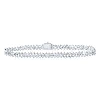 Sterling Silver Natural Diamond 6mm Cuban Bracelet 8 Inch 2.33 Cttw