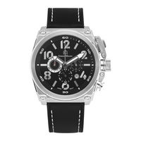 MARINO-Men%27s Giorgio Milano Stainless Steel IP Black Watch with Genuine Leather Straps