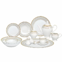 Elegant White &amp; Gold Porcelain Dinnerware Set