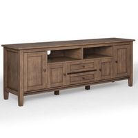 Simpli Home - Warm Shaker SOLID WOOD 72 inch TV Media Stand in Rustic Natural Aged Brown For TVs ...