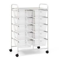 Costway - 10 Drawer Storage Cart Utility Rolling Trolley Kitchen Office Organizer - Clear