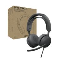 Logitech - Zone Wired 2 Noise-Canceling Headset with Adaptive Hybrid ANC - Graphite