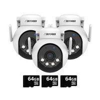 Defender - AI POWERED 4K Everwatch PTZ 360&#176; Wi-Fi Plug-in Power Security Camera with 64GB SD Card...