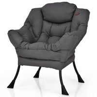 Costway - Modern Polyester Lazy Sofa Chair with Side Pocket - Grey