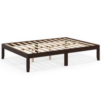Costway Full Size Wooden Platform Bed Frame 14" with Rubber Wood Legs Under-bed Storage - Brown