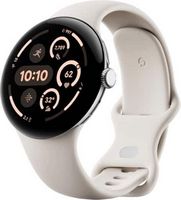 Google - Pixel Watch 3 (45mm) Smartwatch with Porcelain Band - Wi-Fi - Polished Silver