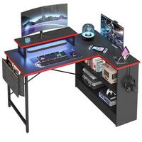 Bestier - Reversible L-Shaped Computer Desk with Monitor Stand - Black