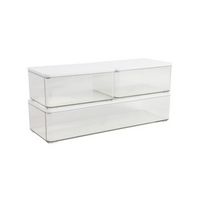 Martha Stewart - Grady Premium Clear Plastic Storage Boxes with White Engineered Wood Lids-3 Pack...