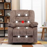 Bestier - Set of 2 Overstuffed Massage Recliner Chairs with Heat and Vibration, Soft Fabric Manua...
