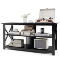 Costway - Modern Entertainment Center Farmhouse TV Stand for TV%27s up to 55%27%27 with Open Shelves - ...