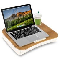 LapGear - Cup Holder Lap Desk (Fits up to 14" Laptop) - White Oak Woodgrain