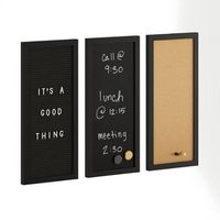 Martha Stewart - Everette Cork/Chalk/Letter Board Set with Accessories - 24x18 - Black Woodgrain