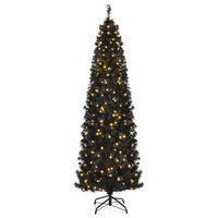 Costway - 7ft Pre-lit PVC Christmas Pencil Tree w/ 350 LED Lights - Black