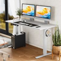 Bestier Electric Adjustable Standing Computer Office Desk with Splice Board, 2 Hooks, and Wire Ho...