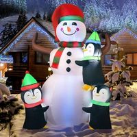 Costway - 6ft Christmas Inflatable Snowman with Penguins Quick Blow up Snowman - Multicolor