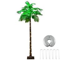 Costway - 6 FT LED Lighted Artificial Palm Tree Hawaiian Style Tropical with Coconuts Beach - Gre...