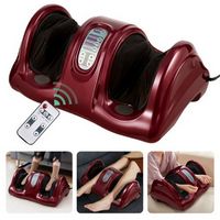 Costway - Shiatsu Foot Massager Kneading and Rolling Leg Calf Ankle with Remote Burgundy - Burgun...