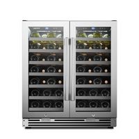 LanboPro - 52 Bottle Dual Zone Freestanding/Built-in Wine Fridge with Dual Temperature Zone and F...