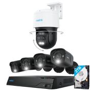 Reolink - 8 - Channel, 4 - Bullet 1 - Pan Tilt Auto Track Camera Indoor/Outdoor 4K 8MP PoE 2TB NV...
