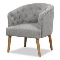 Costway - Upholstered Comfy Accent Chair with Rubber Wood Legs - Gray