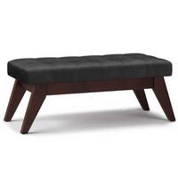 Simpli Home - Draper Mid Century Tufted Ottoman Bench - Distressed Black