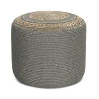 Simpli Home - Serena Round Braided Pouf - Dove Grey