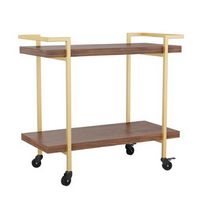 Martha Stewart - Liam Mobile 2 Tier Printer Cart with Side Storage - Walnut/Polished Brass Frame
