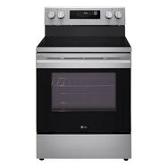 LG - 30-in Wide 6.3 Cu. Ft. Freestanding Electric Convection Smart Range with 4 Elements, Air Fry...