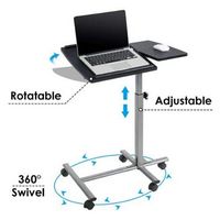 Costway - Mobile Standing Desk Height Adjustable Sit to Stand Laptop Desk - Silver/Black